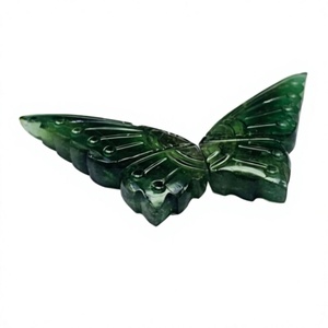 HARI OM CREATIONS Pierres Cabochons Lisses en Agate Verte Naturelle Sculptée en Forme de Papillon, Taille 25x30, Certifiées IGI, Rajasthan - Product Image 1