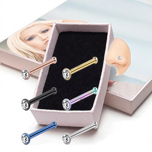 Anneaux de nez en acier inoxydable plaqué <span class=keywords><strong>or</strong></span> <span class=keywords><strong>piercing</strong></span> de nez en cristal bon marché bijoux de corps en acier chirurgical pour femmes et hommes - Product Image 3