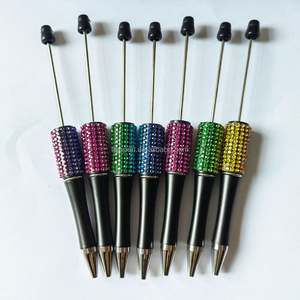 Stylo bille décoratif perlé très prisé, stylo bille en plastique DIY perlé avec diamant en cristal - Product Image 6