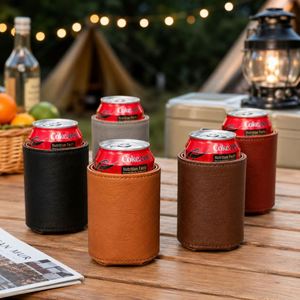 Custom LOGO PU Leather Can Beer Cooler Holder Perfect Promotional <b>Gift</b> for Events Corporate Branding & Giveaways - Product Image 2