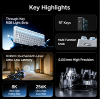 Clavier magnétique à effet Hall MCHOSE ACE 75 75% avec taux de balayage 8K 256K, RT 0,001 mm (Rapid Trigger), bouton rotatif RGB, clavier Esports