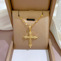 Colliers en Gros Croix Jésus Acier Inoxydable Or Lot Mixte Étanche Zircon Cubique Bijoux Tendance Femme