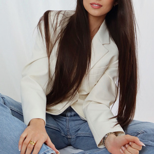 Thiết kế mới thời trang giản dị chính thức nút duy nhất dài tay áo blazer tay áo độn vai thoải mái phù hợp với giản dị blazering - Product Image 2