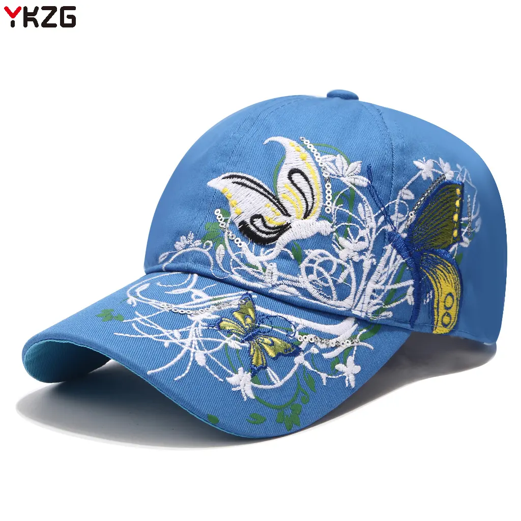Women Baseball Caps Trucker Hats Summer Women Trendy Flowers Butterfly Sequins Embroidered Sports Golf Sunbonnet Baseball Cap