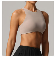 Soutien-gorge de sport pour femme Automne/Hiver en Spandex/Nylon brossé, à maintien élevé, dos nu, très élastique, anti-choc, push-up, dos élégant