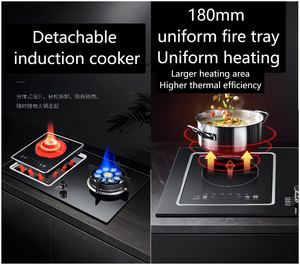 Eingebautes <span class=keywords><strong>Gas</strong></span>- und Induktionskochfeld Hybrid-Gasherd und Induktionskocher Doppelfunktion Gehärtetes Glas für Heimküche - Product Image 5