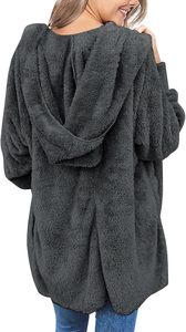 Veste Sherpa ample vintage pour femmes, cardigan long, pulls en molleton duveteux, fausse fourrure, manteaux de maternité grande taille - Product Image 3