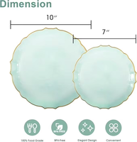 Assiettes en plastique Xueli durables, élégantes, jetables, écologiques, résistantes au lave-vaisselle, avec base translucide et bordure, pour les fêtes