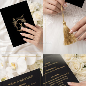 Custom Logo Collaborative Souvenir Wedding Card Set Tassel Invitation RSVP Menu Paperboard Letterpress <b>Printing</b> Coated <b>Paper</b> - Product Image 3