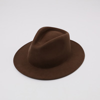 Chapeau de cowboy 100% laine unisexe à large bord, style western vintage, pour l'automne et l'hiver, décontracté, Fedora pour hommes et femmes