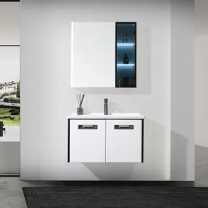 Белый готовый деревянный туалетный столик с зеркалом и твердой поверхностью