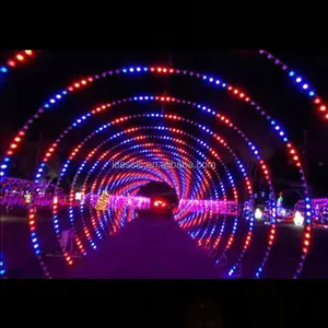 户外漫步通过发光二极管像素圣诞隧道照明冬季奇迹动物园照明