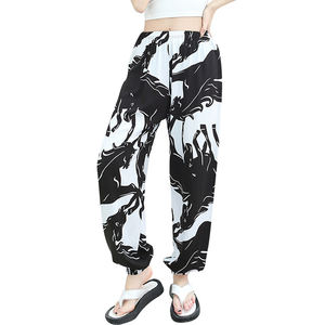 Pantalon ample en soie glacée pour femmes, pantalons de ville longs, fleuri, vente à chaud, - Product Image 6