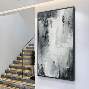 Home Living Room Decor Modern Large Abstract Landscape Wall Art Handmade Large Hand Painted Wall Art Black And White Oil HUIMIAO