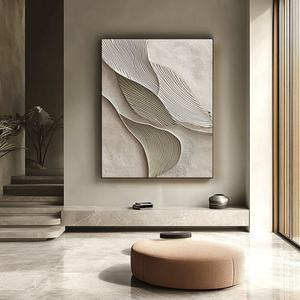 Pintura al Óleo Abstracta Texturizada Enmarcada, Arte Mural Pintado a Mano para Vestíbulo de Hotel de Alta Gama, Decoración Moderna para el Hogar - Product Image 5