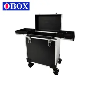 OBOX Portable Fireproof Board Aluminum Alloy Rolling Trolley Cosmetic Case with Large Capacity and Multi-layer Design