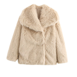 Haute qualité femmes léopard manteaux décontracté costume uni dame hiver grande taille épais fausse fourrure <span class=keywords><strong>court</strong></span> revers <span class=keywords><strong>manteau</strong></span> vestes - Product Image 2