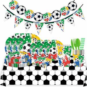 Decoraciones Personalizadas para Fiestas de Fútbol, Artículos para Mascotas, Platos de Papel, Servilletas, Vasos, Mantel y Pancarta con Temática Deportiva - Product Image 1