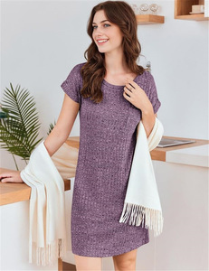 Nuevo Vestido Casual de Punto Acanalado para Mujer, Vestido Tipo Camiseta con Bolsillos, Vestido Mini Holgado - Product Image 3