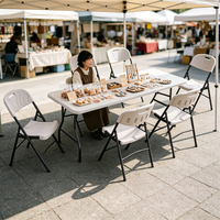 Ensemble table et chaises pliantes d'extérieur en PE pour 6-8 personnes, style moderne et minimaliste, table de repas portable pour barbecue, stand, banquet, camping, pique-nique