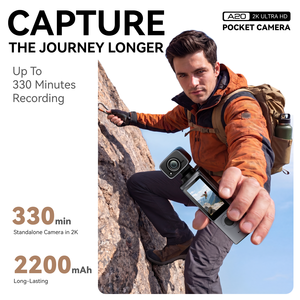 Caméra d'action de poche <span class=keywords><strong>HD</strong></span> 2K 270 °   Caméra Wi-Fi Rotative avec Stabilisateur Gimbal Autofocus, Enregistreur de Conduite, Caméscope Portable pour Sports de Plein Air - Product Image 4