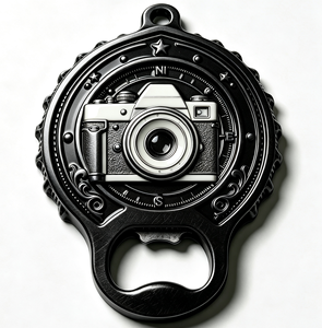 Porte-clés décapsuleur personnalisé en alliage de zinc avec logo caméra, cadeau promotionnel, pendentif en métal - Product Image 1