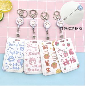 Moulinet rétractable télescopique pour porte-carte d'identité avec lanière fleur imprimée boucle coulissante ouverte porte-carte d'identité Clip école - Product Image 2