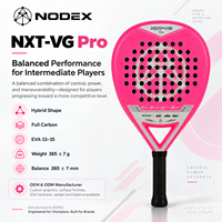 Raquette de padel de haute qualité, forme hybride entièrement en carbone, système anti-vibrations professionnel, dernière technologie NXT VG Pro rose.