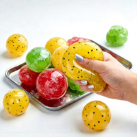 Jouet Squishy Texturé Fait Main Kiwi, Pastèque et Fruit de la Passion Vert Grainé, Balle Anti-Stress à Rebond Lent et Doux