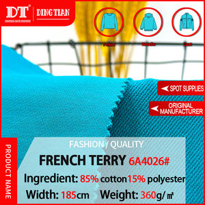 Tissu <span class=keywords><strong>jacquard</strong></span> sergé DINGTIAN CVC en coton peigné 85% et polyester 15%, 360 g/m², respirant, teint uni pour sweat-shirt lourd - Product Image 2