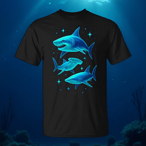 T-shirt Ocean Wildlife Shark, design bleu brillant, taille adulte unisexe - Product Image 3