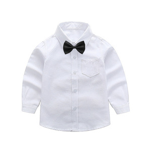 Costume de Performance d'uniforme scolaire <span class=keywords><strong>blanc</strong></span> à <span class=keywords><strong>manches</strong></span> <span class=keywords><strong>longues</strong></span> pour garçons pour la tenue blanche formelle des jeunes du printemps et de l'automne avec motif de logo - Product Image 4