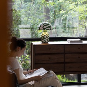 Ceramic Mushroom Table <b>Lamp</b> Glazed Green E26 <b>LED</b> Ambient <b>Light</b> For Reading Living Room - Product Image 2