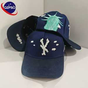 Casquette de baseball unisexe QZFSO personnalisée quatre saisons en daim avec visière, style 5 panneaux, broderie 3D, pour hommes - Product Image 1