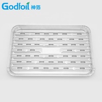 Plateau de barbecue en aluminium jetable robuste, de qualité alimentaire, rectangulaire, perforé