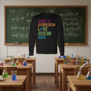 เสื้อยืดแขนยาวสำหรับผู้ใหญ่ คอกลม พิมพ์ลายดิจิทัล สำหรับคนรักวิทยาศาสตร์และผู้ที่ชื่นชอบความเงียบ - Product Image 3