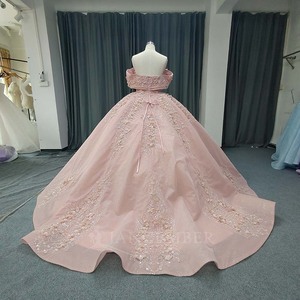 Vestido de Quinceañera Lsany232 Rosa, Estilo Princesa, Natural y Atractivo, con Apliques de Encaje, Cola de Capilla, Largo hasta el Suelo, para Ceremonia - Product Image 2