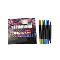 Marqueurs textiles permanents double-embout non toxiques Bonvada en plastique, 24 couleurs, avec logo personnalisé et pointe pinceau pour le bricolage (vente en gros)