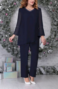 Il nuovo tailleur <span class=keywords><strong>pantalone</strong></span> Plus-size è un elegante ed elegante Set in due pezzi con maniche lunghe e maniche lunghe - Product Image 3