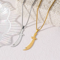 Pendentif Épée Scimitar Zulfiqar en Acier Inoxydable, Amulette Islamique Ali Shia Ramadan Coran, Bijou de Mode, Vente en Gros