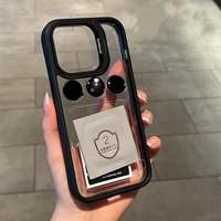 Coque de protection transparente pour objectif d'appareil photo avec support métallique pour iPhone 15 16 17 18 Pro Max 14 13 12
