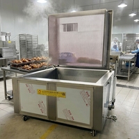 Marmite basculante en nid d'abeille SUS304 à vapeur, avec dispositif de déchargement automatique pour les produits carnés (viande de porc, poulet, canard) pour usage en cuisine centralisée