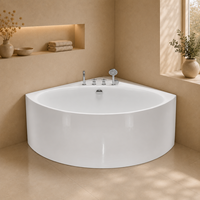 Bañera de Esquina Pequeña de Acrílico para Baño Compacto, con Grifo Montado en el Borde y Ducha Manual
