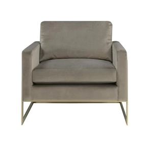 Contemporary <strong>Light</strong> <strong>Blue</strong> Soft Woven Fabric Upholstered <strong>Armchair</strong> with Gold Open Box Metal Frame for Living Room Chairs - Product Image 1