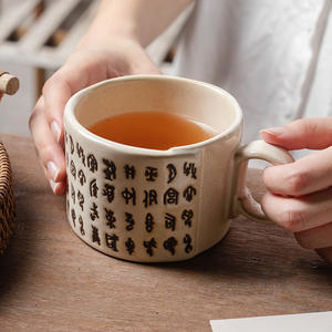 Japanese Style <b>Ceramic</b> <b>Mug</b> With Handle Solid Color Coffee Tea Cup Gift For Office Home Use Summer 2024 - Product Image 1