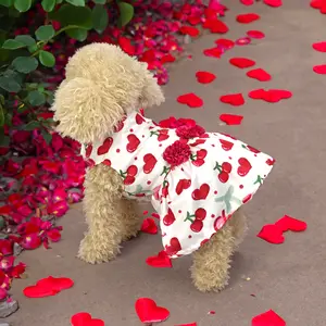 Luxus-Design Haustier Rock Valentinstag Rot Rose Kirsche Valentinstag Katze Prinzessinnenkleid Haustier Hundekleidung