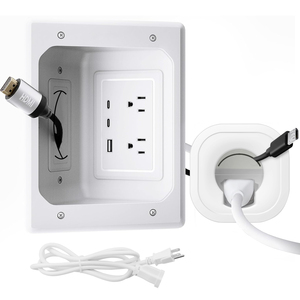 Kit de gestion des câbles mural électrique en plastique pour téléviseur, vente en gros d'usine, avec 2 ports Type-C et 1 interface USB, dissimulateur de fils - Product Image 1
