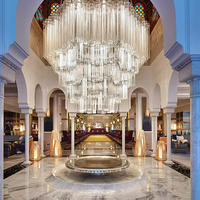 Lustre LED sur mesure, moderne, en tube de verre, pour salle de réception, hall d'accueil, hôtel, restaurant, décoration