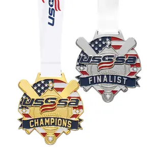 Custom Baseball Tournament CHAMPIONS FINALIST Medals USSSA Medal Sports Souvenir Zinc Alloy Sports Awards Metal Medal America