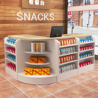 Table de caissier en bois au détail en forme de U petit comptoir de caisse de luxe pour supermarché